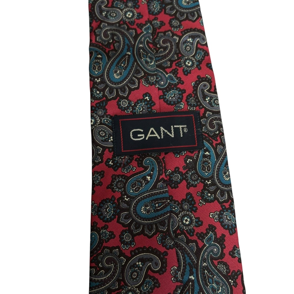 GANT 100% Silk Paisley Tie Pink Blue Black Floral Pattern Made in USA‎ 58x3.25" - Picture 4 of 8